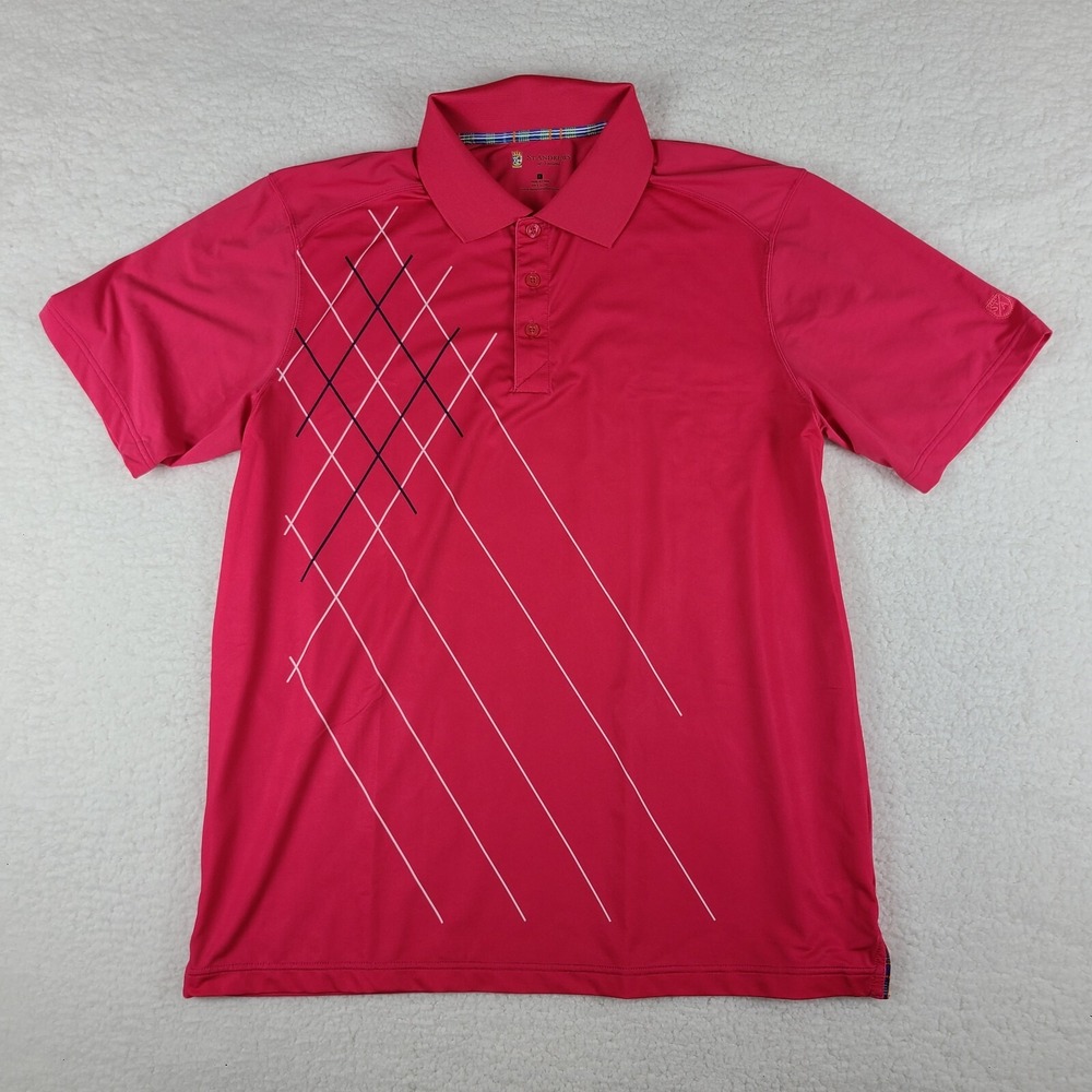 St. Andrews of Scotland Polo Shirt Mens Large‎ Dark Pink Performance Golf
